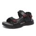Men’s Nubuck Leather Outdoor Sport Sandals, Triple Adjustable Strap Non-Slip Hiking Walking Sandals_vogvips.com