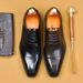 Men's shoes three-joint formal business leather shoes British leather leather handcrafted square toe shoes_vogvips.com