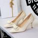322-H117 European And American Style Women's High-heeled With Square Toe, Shallow Cut, Bow Tie, Satin Stitching,_vogvips.com