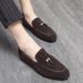Round Head Suede Sanded Beanie Shoes Men's Small Leather Shoes With Fringes_vogvips.com