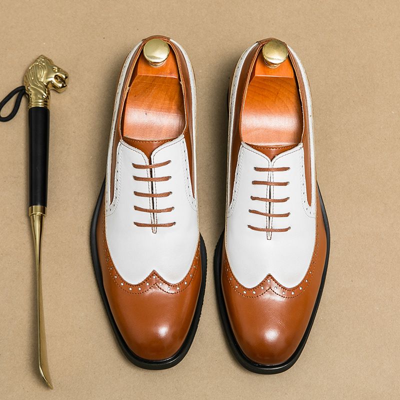 Euro Step Brogue For Men Korean Style Patent Leather Shiny Surface Office Wedding Height Increasing Formal Casual Carved Men's_vogvips.com