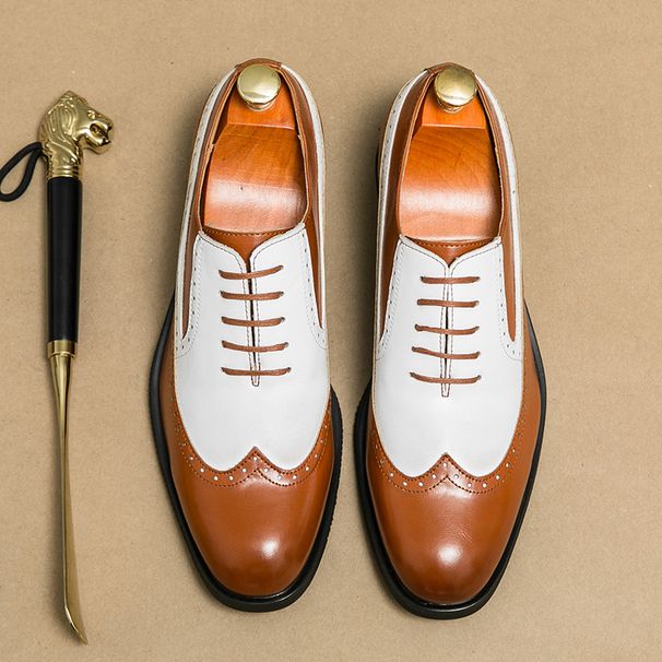 Euro Step Brogue For Men Korean Style Patent Leather Shiny Surface Office Wedding Height Increasing Formal Casual Carved Men's_vogvips.com