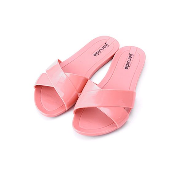 PVC For Women's Korean Dormitory Flat Bottom Lightweight And Comfortable Jelly Crystal Slippers_vogvips.com