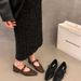 Sharp Pointed Niche Versatile Thick Heel Splicing Black Commuting Single Shoe Women's Spring Autumn French Mary Jane_vogvips.com