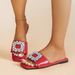 plus Size Women's Slippers Square Toe Rhinestone One Strap Fashion Flat Sandals for Beach_vogvips.com