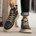 Men's Casual Boots - Round Toe Low Top Work Boots With Lace-Up Closure, PU Leather Upper & Rubber Sole For Daily Wear_vogvips.com