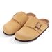 Evshine Cow Suede For Women Men Cork Footbed Mules Unisex Slip On Potato Genuine Clogs Shoes With Arch Support_vogvips.com