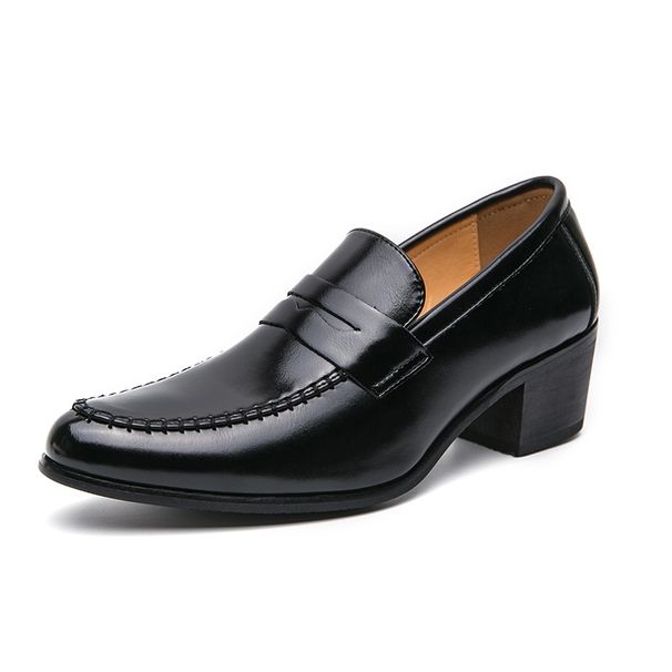 Men's Classic Retro Heels Men's Shoes European And American Business Banquet Heels Brown British Style Casual Suit Leather Shoes_vogvips.com