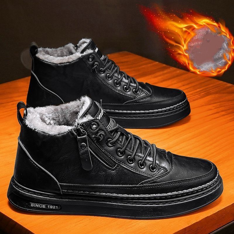Winter Fleece 2025 Men's High-top Shoes, Men's Leather Shoes, Warm Cotton Shoes_vogvips.com