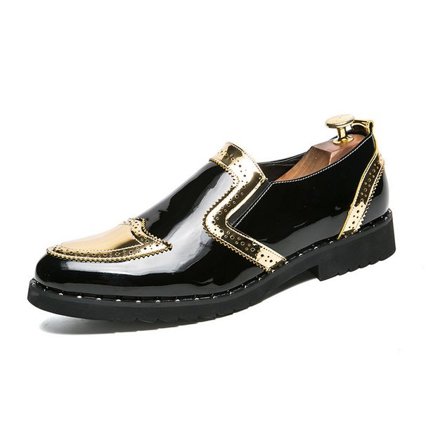 Cross-Border Plus Size Men's European Style Hair Stylist Casual Fashion British Rivet Small Leather Brogue Trendy Shoes_vogvips.com