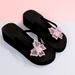 Double Toe Thick Bottom Sandals Fashion Large Size Butterfly Rhinodiamond Flat Women's Drag_vogvips.com