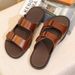 Summer Men's Fashionable Slippers, Anti Slip Shoes, Casual Leather Sandals, Top Layer Cowhide Beach Shoes For External_vogvips.com