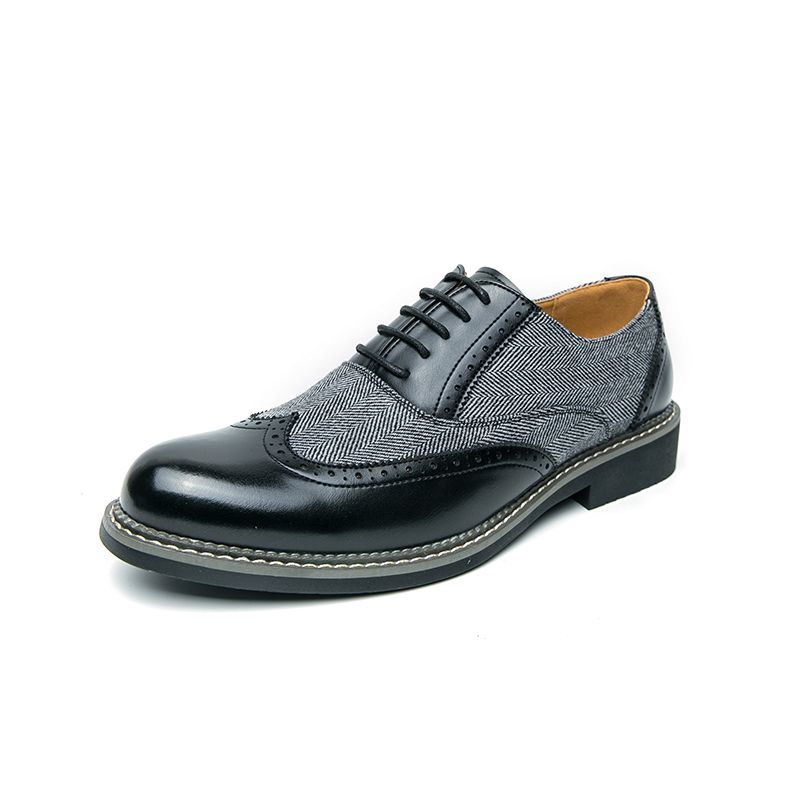 New Men's British Brown Business Derby Shoes Leather Lace-up Casual Office Black Men's Shoes Banquet Dress Wedding Oxford Shoes_vogvips.com