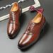 New Men's Brown Business Casual Derby Shoes British Style Lace-up Versatile Brock Men's Shoes Black Suit Banquet Dress Groom Wedding Shoes_vogvips.com