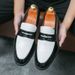 New Fashion Men's British Black Business Casual Loafer Shoes Daily Driving Office Leather Shoes One Foot Pedal Lazy Brown Banquet Dress Wedding Men's_vogvips.com