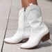Western Ankle Boots For Women, Fashion PU Leather Pointed Toe With Chunky Heel, Cozy Faux Fur Lining, Sizes 35-43_vogvips.com