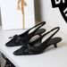 Elegant Satin Pointed Toe Low Heel Bowknot Dress Pumps For Women - Breathable Hollow Out Slip-On Shoes For Banquets & Parties Slingback Straps_vogvips.com