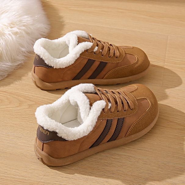 New Winter Cotton Women's Plush Training Versatile Trendy Forrest Gump Warm Thick Sports Shoes_vogvips.com