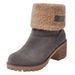 Women's Winter Boots Mid Calf Faux Fur Lined Slip Resistant Chunky Heel Snow Boots For Women Fashion Round Toe Side Zipper_vogvips.com
