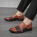 Foreign Trade Double Buckle Large Crocodile Pattern 38-48 Size European And American Trend Slip-On Casual Monk Strap_vogvips.com