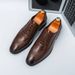 New Fashion Men's British Black Business Casual Loafer Shoes Daily Driving Office Leather Shoes One Foot Pedal Lazy Brown Banquet Dress Wedding Men's_vogvips.com
