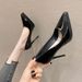 Pointed Toe High Heels Women's Patent Leather Waterproof Platform Sexy Thin Heel Nude Comfortable Shoes Not Tired Feet_vogvips.com