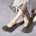 Women’s Shoes Leather Retro Shallow Mouth Single Shoes Shallow Mouth Women's Shoes Spring New Round Toed Scoop Shoes One Step Forest Style_vogvips.com