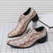 Fashionable Snake Pattern Heel Pointed Silver Business Leather Shoes For Men Casual Men's Shoes Nightclub Fashion Show Trend European And America_vogvips.com
