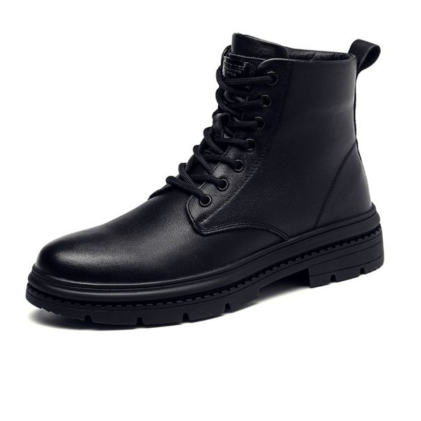 Leather Martin Boots Men's Autumn 2025 High-top Plus Velvet Warm Korean Cotton Shoes Men's Winter Tooling Motorcycle Boots_vogvips.com