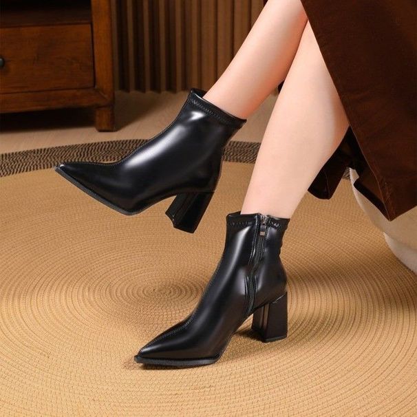 Toe 1 New Popular For Pointed Women Autumn Winter New High Heel Elegant Socialite Fashion Trendy Short Boots This Year_vogvips.com