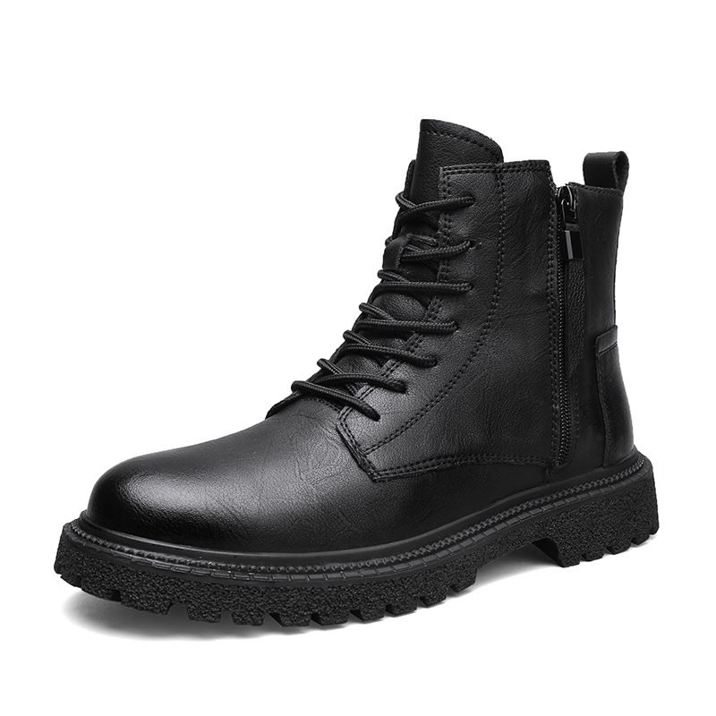European Warm Series Genuine Martin Large Size Winter Warm Thick Sole Long Men's Leather Cotton Boots Non-Slip Wear-Resistant_vogvips.com