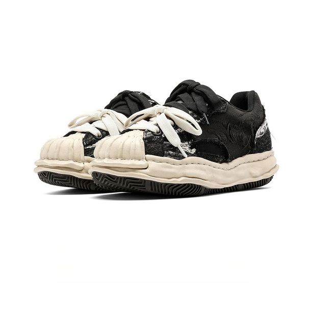 Men's Distressed Canvas Shell Toe Sneakers Invisible Height Increasing Non Slip Wavy Sole Casual Shoes For Street Fashion Daily Walking_vogvips.com