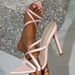 European American Gentle Style Embossed Pointed Toe Stiletto Sandals With Cross Straps And Ankle Buckle, Women's Formal_vogvips.com