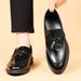 Euro Step 2025 With Tassels Leather Loafers Versatile Soft Sole Suit Moccasins Korean Version British Style Men's Groomsmen Shoes_vogvips.com