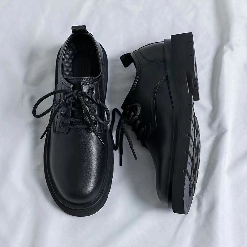 Small Hit Casual Single Leather Shoes Summer Breathable Thick Sole All Match Non Slip Soft Sole Work Board Trendy Shoes_vogvips.com