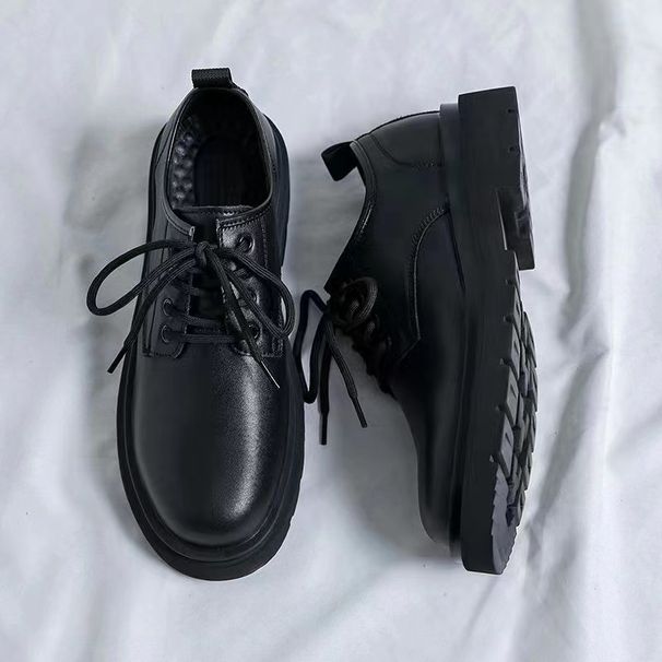 Small Hit Casual Single Leather Shoes Summer Breathable Thick Sole All Match Non Slip Soft Sole Work Board Trendy Shoes_vogvips.com