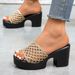 Women's Elegant Slip-On High Heeled Sandals Summer New Style Platform Hollow out Open Toe plus Size Shoes_vogvips.com