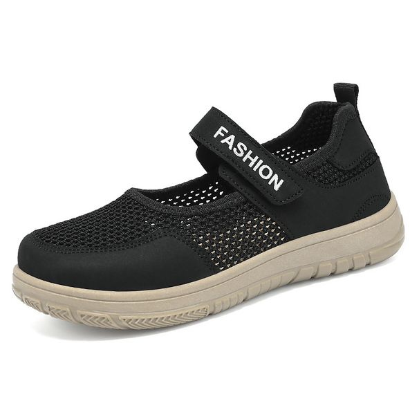 Women's Shoes Velcro Casual Shoes Soft-soled Feet Middle-aged And Elderly Mother Shoes Mesh Surface Breathable And Not Stuffy Feet Single Shoes_vogvips.com