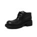 Cameido Women's Round Toe Thick Heel Short Martin Boots With Thin Sole And Lace Up 2025 Autumn_vogvips.com