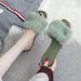 Women's Flat Sandals Summer Fashion Fuzzy Square Head Flat One Strap Sandals Korean Style Trendy Lazy Outdoor Slide Sandals For Ladies_vogvips.com