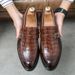 New Fashion Men's Brown Business Casual Loafer Shoes Daily Office Black Buckle Monk Men's Shoes One Foot Cover Banquet Dress Wedding Leather Shoes_vogvips.com