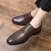 New Black And White Color-block Carved Brick Men's Shoes For Men's Business Leather British Derby Shoes Pointed Toe Banquet Wedding Leather Shoes_vogvips.com