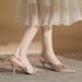 Qianluihui Sweet Style Fine Heel Pointed Fashion Satin Bow High Heels Summer Closed Toe Backless Sandals_vogvips.com