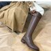 2024 Autumn Winter New Low Heel High Tube Knight Round Toe Over Knee Long Slimming Martin Boots Women_vogvips.com