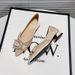 Pointed-toe 2025 New French Style High-end Chunky Heel With Rhinestones, Shallow Cut, Elegant Bowknot,_vogvips.com