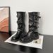 Inner Height Increase Thick Sole Belt Buckle Cuff Mid-Calf 2025 New Style Chunky Heel Slouch Riding Short Boots_vogvips.com