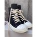 Unisex Chunky Sole High Top Canvas Sneakers With Design For Casual Streetwear And Everyday Comfort Trendy Platform_vogvips.com