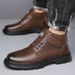 European Warm Series 2025 Autumn Winter Men's Cotton Shoes With Fleece Lining Warm Snow Martin Leather Boots_vogvips.com