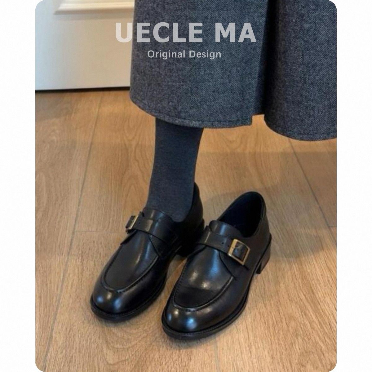 Belt Buckle Thick Heel Round Head Loafers One Pedal Commuter Loafers Women's Single Shoes._vogvips.com
