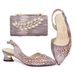 Pointy mid-heel sandals with leaf decoration hand bag dinner bag shoes bag set fashion everything_vogvips.com